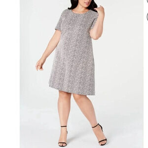 Calvin Klein Women’s Ivory Stripe Short Sleeve Sheath Dress Size 8 / CD9P28QQ